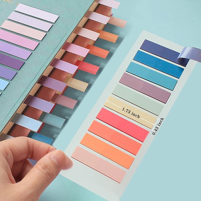 ELII 1200pcs Sticky Tabs Page Markers,Morandi Sticky Note Tabs Colored Writable and Repositionable Book Flags Tabs Strip Index Tabs,Page Tabs