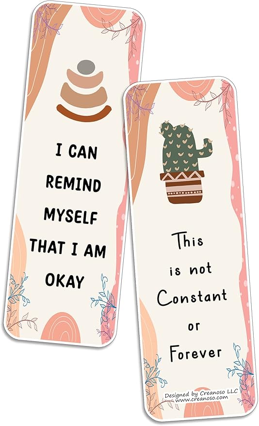 Creanoso Anxiety Statement Cards (10-Sets x 6 Cards) – Daily Inspirational Card Set – Interesting Book Page Clippers – Great Rewards for Adults and Professionals
