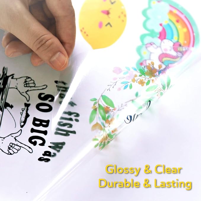 Koala Printable Clear Sticker Paper - ONLY for LASER Printer - 8.5x11 Inch 20 Sheets Full Sheet 100% Transparent Label Paper for DIY Personalized Decals, Labels