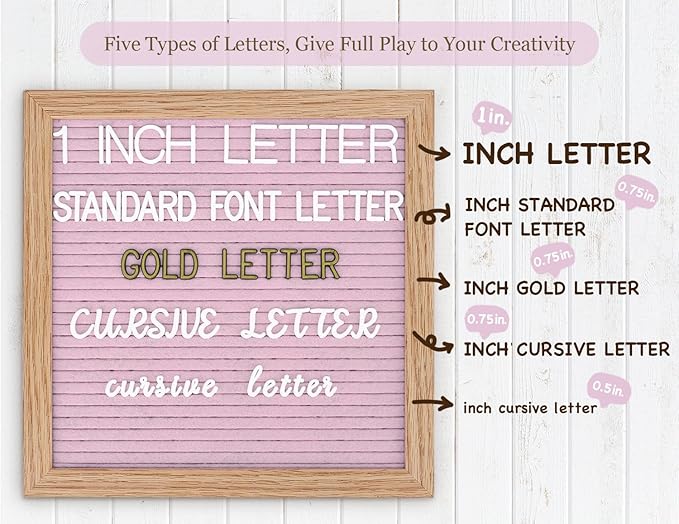Pink Felt Letter Board 10x10 Inch, Pre Cut & Sorted 725 Letters, First Day of School Board, Changeable Letter Boards Message Board, Classroom Decor Farmhouse Wall Decor Sign Board