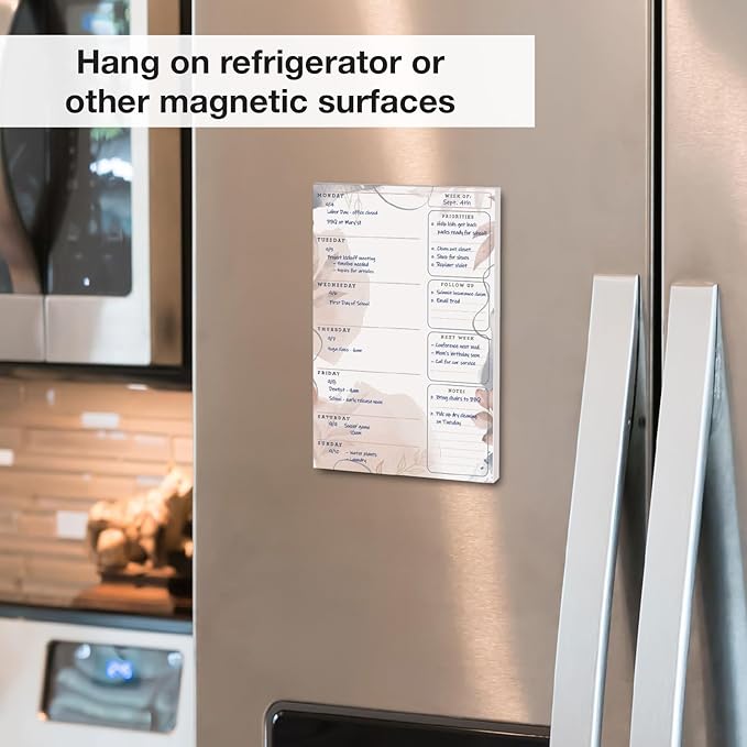 Global Printed Products 6" x 9" Vertical to-Do List and Weekly Planning Pad, 60-Sheets, Soft Pink Floral