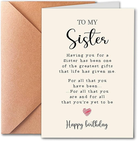 Funny Birthday Card for My Sister, Sister Is The Best Gift In My Life, Birthday Card for Sister, Universal Birthday Wishes, Timeless Family Message, Suitable for All Occasions