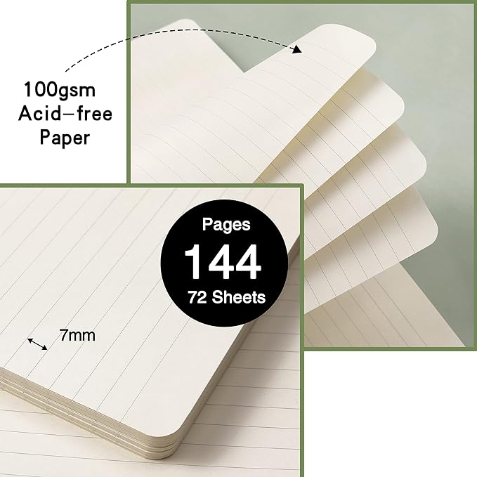 Ruled Notebook/Journal - Classic Lined Journal/Notebook, Hardcover with Thick Paper, 5.7" x 8.4", Banded + Pen Holder +Inner Pocket - Pink