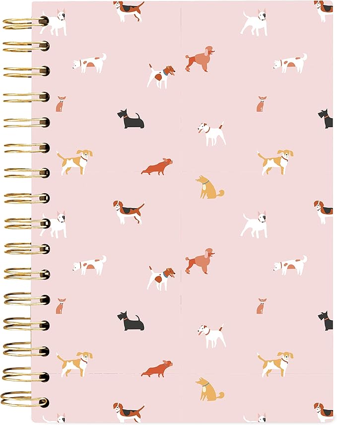 Graphique Hardbound Journal, Dog Pattern Design – 160 Ruled Pages, Dogs with Pink Background on the Cover, 6.25" x 8.25" x 1" – Perfect for Taking Notes, Lists and More