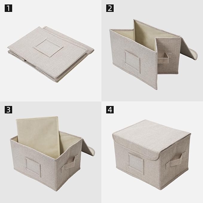 Vienrose Greeting Card Organizer Storage Box with 20 Removable Dividers, 84 Self-stick Labels, Perfect for Photos, Envelopes, Scrapbooking, Paper, Stickers Holder 1 Pack Beige