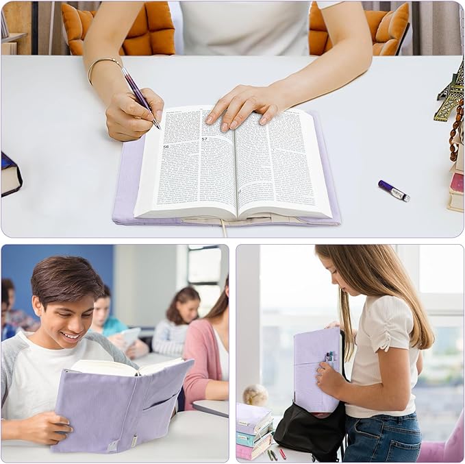 Canvas Book Covers, Washable Book Protector, Book Cover for Paperback Novels, Adjustable Book Cover for Hardcover with Pockets for Pen, Soft Cover Books, Book Lovers Gifts