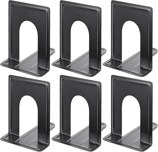 MaxGear 8.5 in Extra Large Heavy Duty Metal Book Ends, Classic Black Premium Bookends for Shelves, Non-Skid Bookend, Book Stopper for Books/Movies/CDs/Games, 8.5 x 5.9 x 7.8 in,3 Pairs