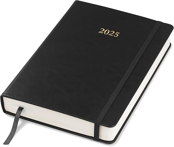 Wykeham's Executive 2025 Daily Journal Planner – Customization Available (Black, 8.5"×5.5")