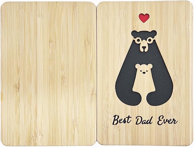 Fathers Day Cards,Handmade Bamboo Greeting Cards,Wooden Thankyou Card,Father's day Card for Dad,Best dad ever