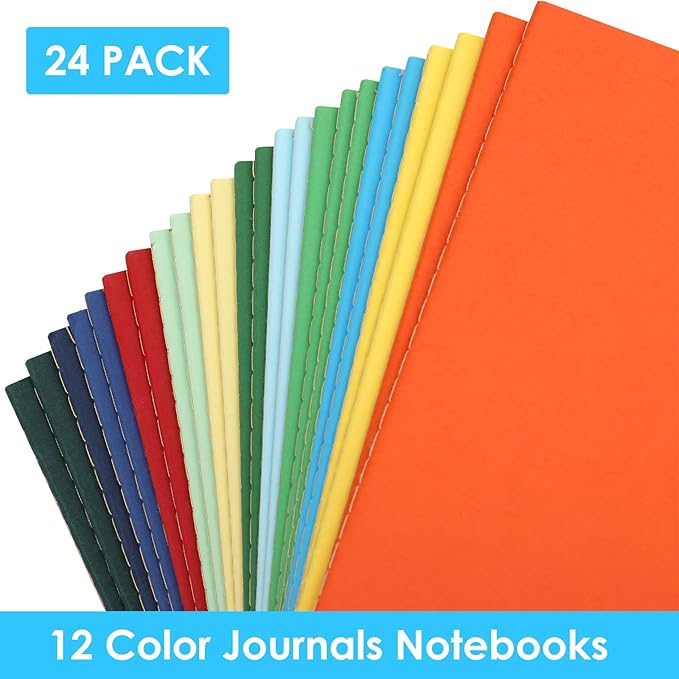 LABUK 24pcs A5 Journals Notebooks Bulk, 5.5x8.5in Lined Notebook Bulk, Colors Journal for Writing, Office, School 60 Pages