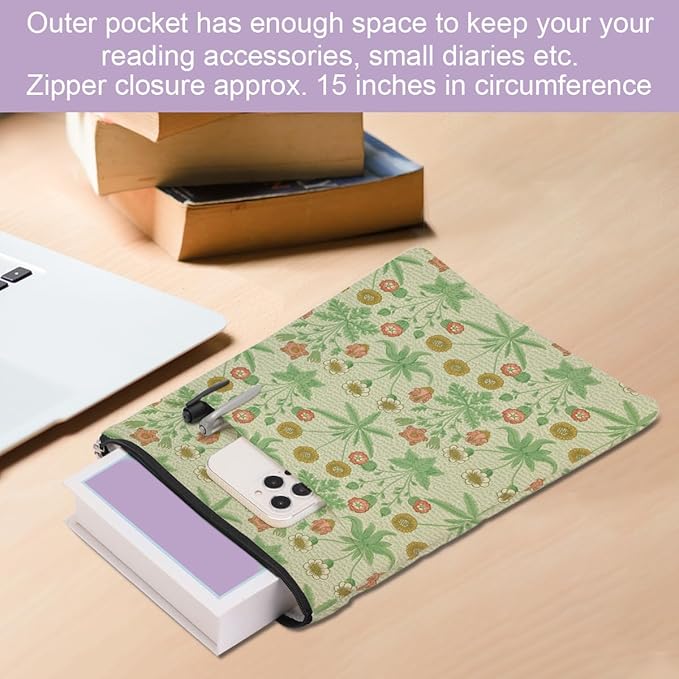 Retro Floral Book Sleeve Book Cover Classic Flower Book Protector with Zipper Christmas Birthday Book Club Gifts Book Accessories for Women Bestie Grandma Librarian Girls Bookish Book Lovers Gifts