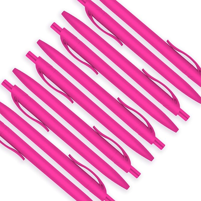 deegtran Pens Bulk, 200 Pack No Bleed Hot Pink Barrel Click Pens, Wholesale Retractable Ballpoint Pens, Pens Medium Point, Smooth Ink Pens, 1.0MM Black Ink