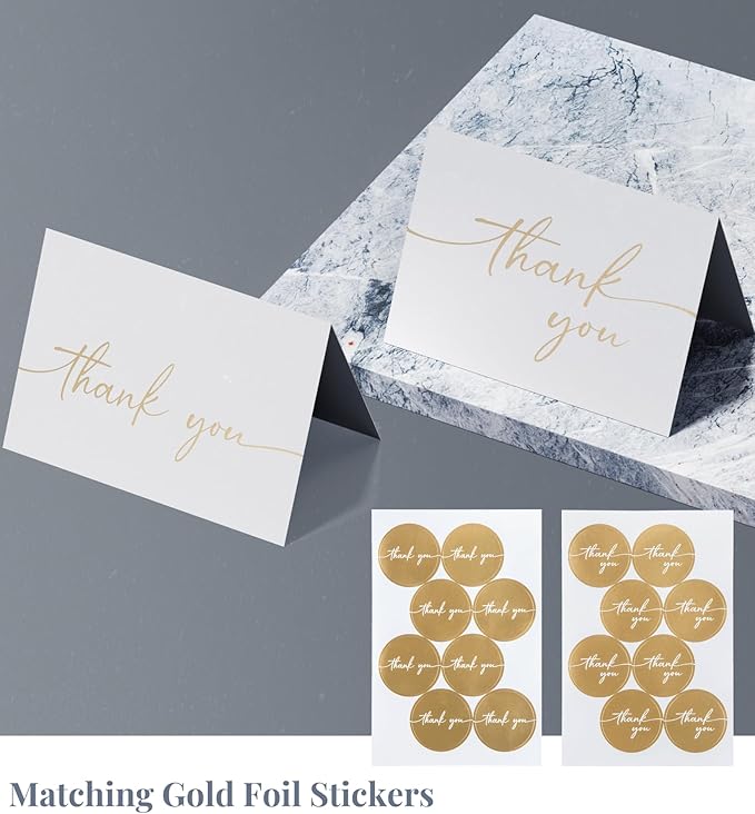 Thank You Card | Matte Gold Foil 20 Pack