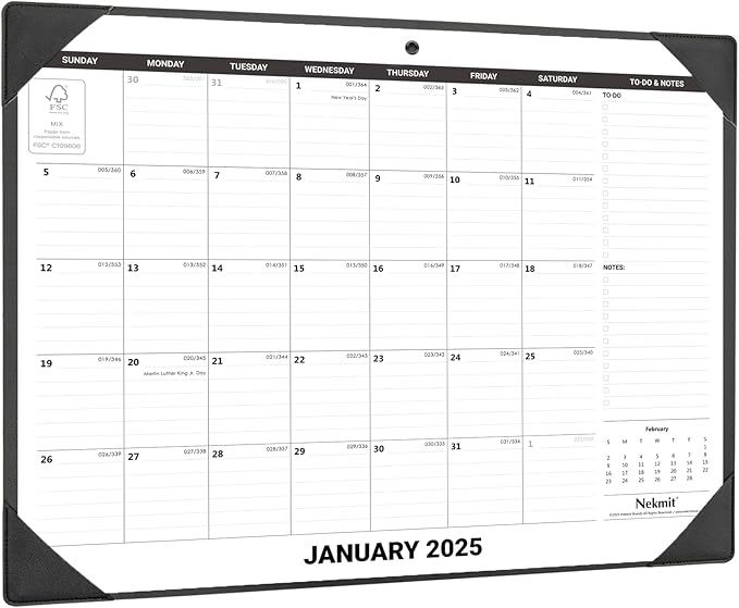 Nekmit Large Desk Calendar 2025 with Desk Protecting Pad, Runs From January 2025 - December 2025, Office Supplies 21" x 16 1/2" Desktop Calendar for Life Planning or Organizing