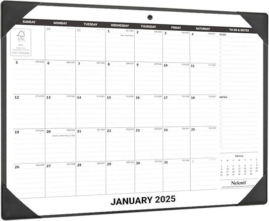 Nekmit Large Desk Calendar 2025 with Desk Protecting Pad, Runs From January 2025 - December 2025, Office Supplies 21" x 16 1/2" Desktop Calendar for Life Planning or Organizing