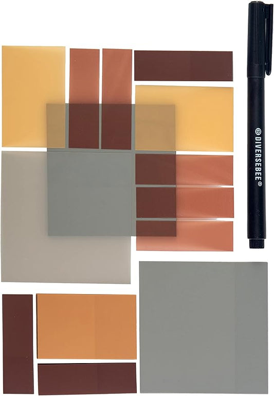 DiverseBee Transparent Sticky Notes (Includes Quick Dry Pen), Cute Clear Sticky Tabs, Translucent Page Flags Book Markers Stickers, Planner Accessories Bible Journaling Study Office Supplies (Dune)