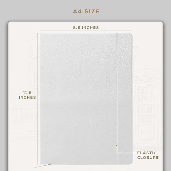 BEECHMORE BOOKS Lined Journal Notebook, 8.5 x 11.5 inch, A4 160 Lined Pages, Hardcover Leather Journals for Women, Men, Writing and Notebooks for Work - 120 GSM Thick Paper, Gifts Box Included