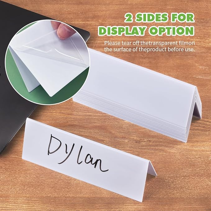 12 Pcs Dry Erase Name Tent Cards for Table, Reusable Name Cards 8.75" x 3" Desk Name Tents Sets with Dry Erase Markers and Erasers, Facilitate Effective Organization of Meetings and Classes