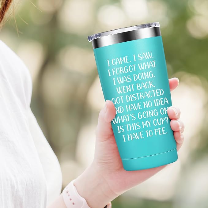 I Came I Saw Tumbler for Women - Funny Tumbler for Women - Fun Birthday Gifts for Women, Sister, Mom, Bestie, Female Coworkers, 20 Oz Stainless Steel Insulated Funny Water Tumbler, Mint