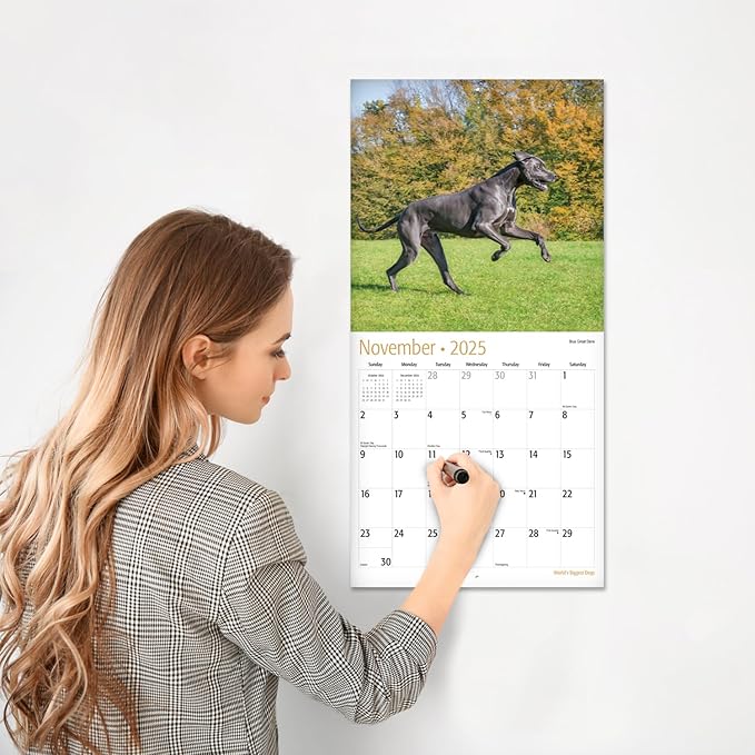 RED EMBER World's Biggest Dogs 2025 Wall Calendar 12 Month | 12" x 24" Open | Thick & Sturdy Paper | Giftable | Calendar 2025