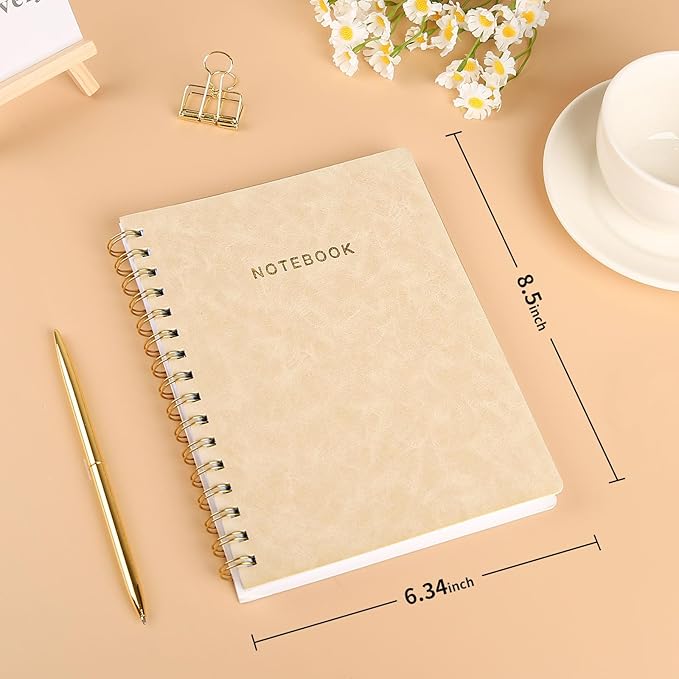 Spiral Notebook College Ruled Soft Cover Suede Aesthetic Note book 160 Pages 8.5" x 6.34" For Work Note taking,Journals For Writing School Office With Double-Sided Pocket,100GSM Thick Paper