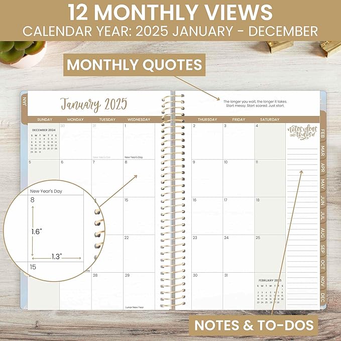 bloom daily planners 2025 Calendar Year Day Planner (January 2025 - December 2025) - 5.5” x 8.25” - Weekly/Monthly Agenda Organizer Book with Stickers & Bookmark - Iridescent Opal