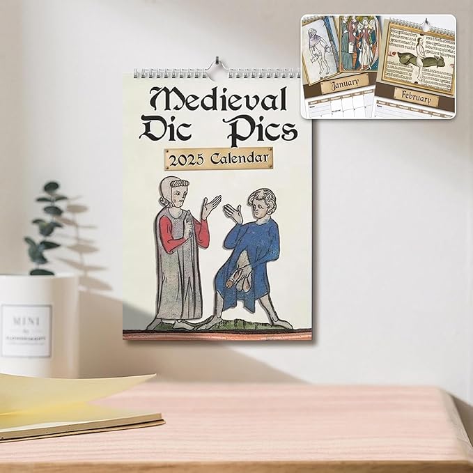 Medieval Dick Pics 2025 Calendar, Strange Medieval Dick Wall Calendar, Funny Wall Art Calendar for Prank for History Enthusiasts Prankster (21CM x 28CM)