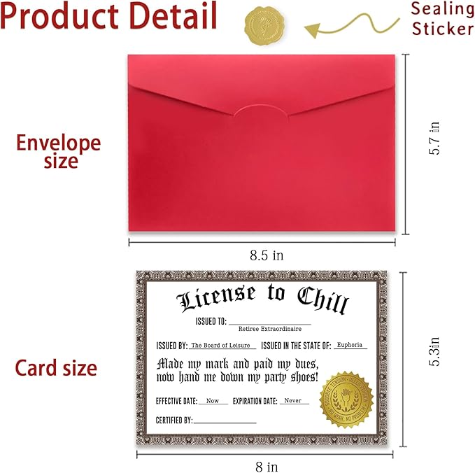 Funny Retirement Gift Card for Men & Women – Hilarious 'License to Chill' – Best Retirement Gifts for Him, Her – Retirement Card for Man, Farewell Card for Coworkers – Perfect Coworker Leaving Gifts