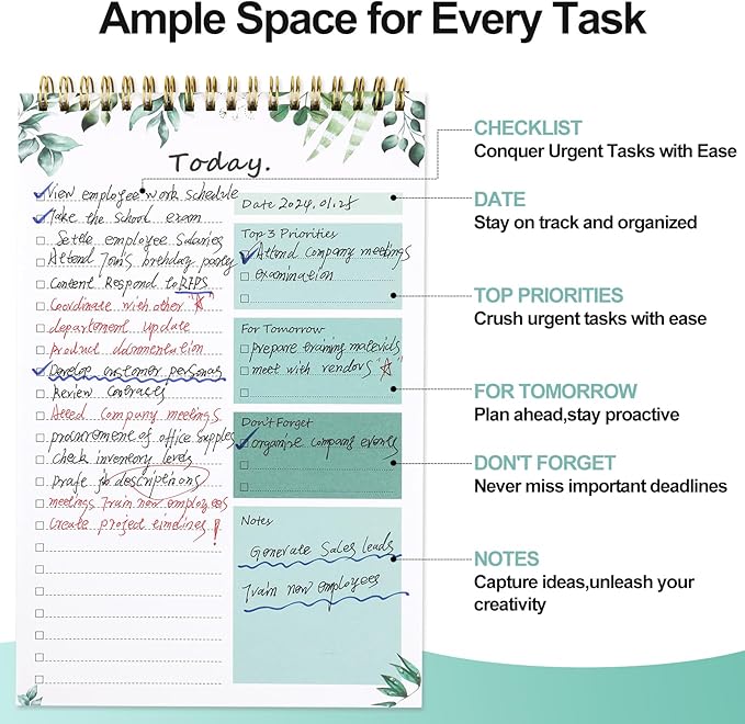 To Do List notepad - To Do List Notebook for Work with 52 Sheets, Undated Daily Planner Perfect for Daily Tasks and Goal Setting, To Do List Notepad Suitable for Office, Desk, Classroom,