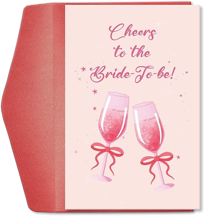 Sweet Bridal Shower Card for Bride To Be, Funny Wedding Congratulations Card for Woman Her, Cute Wedding Shower Card for Friends, Bachelorette Gifts for Bride, Cheers to the Bride to be