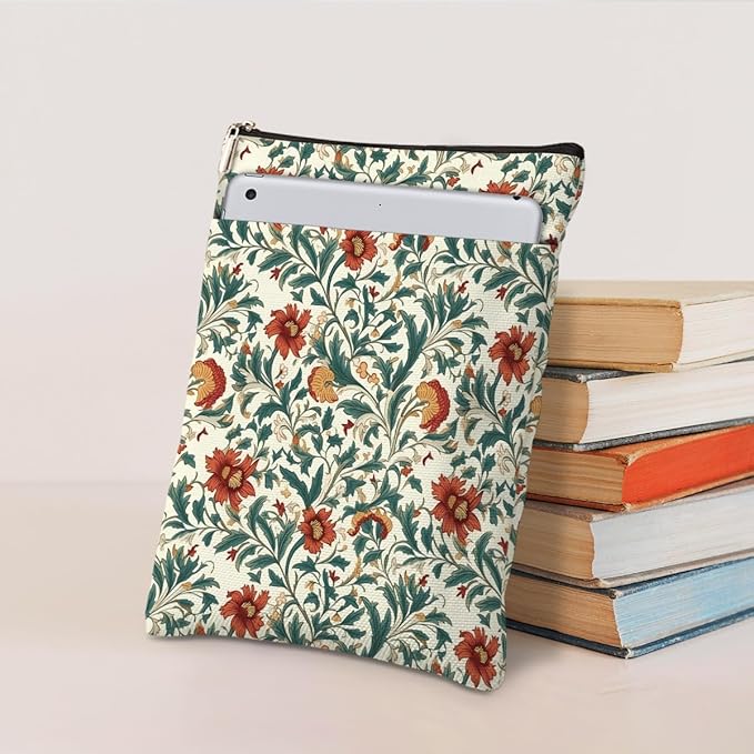 Botanical Book Sleeve, Classic Flower Book Covers for Paperbacks, Floral Book Pouch Book Protector, Book Lovers Gifts for Women Girls Wife, Book Accessories Book Club Gifts Christmas Birthday Gifts