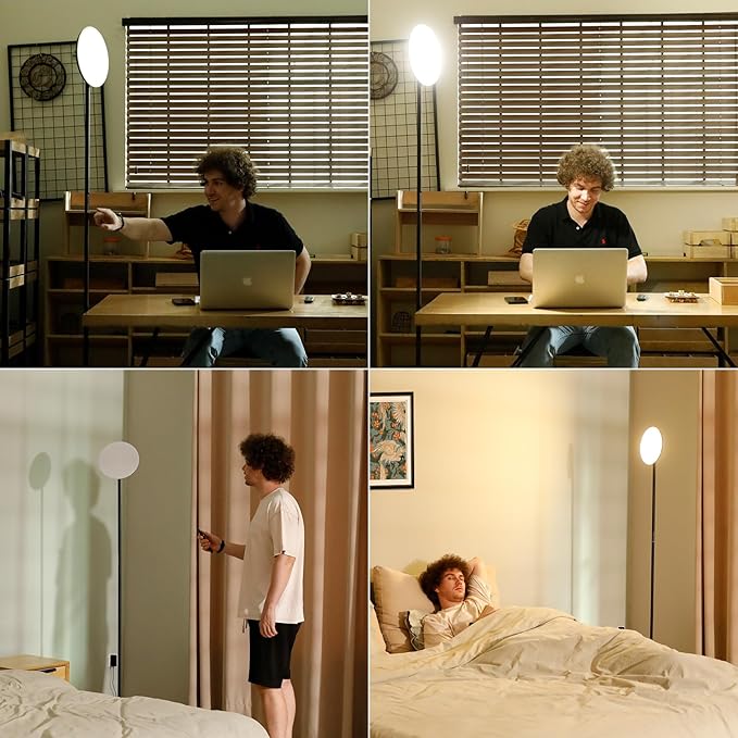 LED Floor Lamp with Remote, 36W/3000-5000K,Touch Control, Fully Dimmable, Adjustable Brightness, 69 in, Black(Remote is Packaged in The Base)