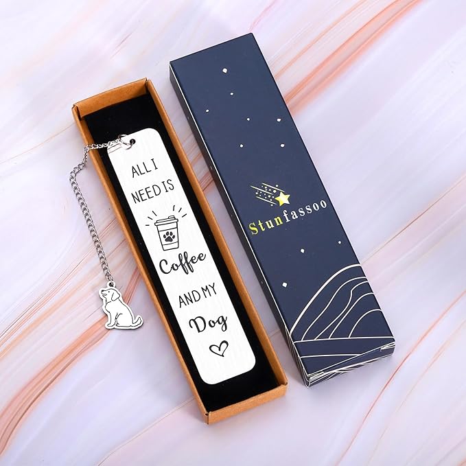 Dog Mom Gifts for Women Bookmark, Coffee Dog Book Marks for Reading Women Men Dog Mom Dad, Dog Lovers Gifts for Women Men Book Lovers Bookish, Birthday Christmas Gifts for Dog Lovers Friends Coworkers