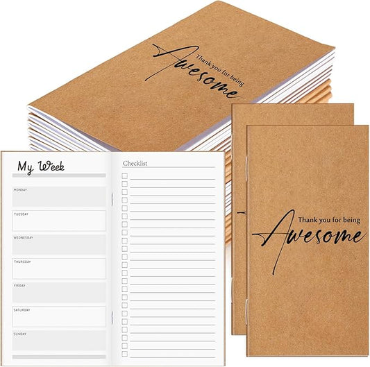 Yeaqee 50 Pcs Undated Weekly Planners Bulk Inspirational to Do List Weekly Goals Notepads Thank You Traveler Journal Team Appreciation Gift for Employee Staff Coworkers Christmas(Thank You)
