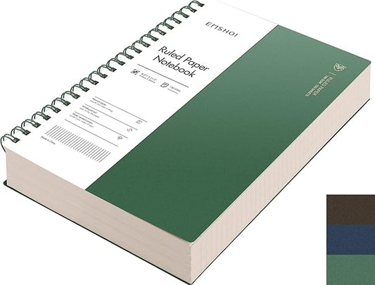 EMSHOI A4 Spiral Notebook College Ruled Lined Journal, 11.2" X 8.27", 300 Pages/150 Sheets, Easy Tear Perforated Pages, 100gsm Thick Paper, Waterproof Softcover, for School Work Writing-Green