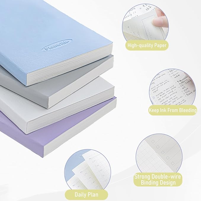 Soft Leather Pocket Notebook - 3.5" x 7.3" - to Do List Daily Planner with 160 Pages & Stickers - Ideal for Daily Plans, School, and Office Supplies (Grey)