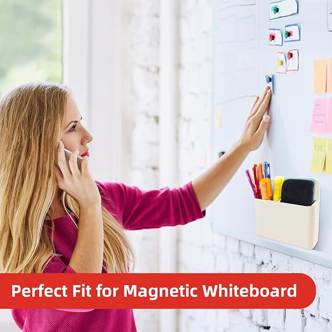 Magnetic Pen Holder,2 Pack Magnetic Dry Erase Marker Holder with Generous Compartments,Strong Magnet Storage Marker Pen Pencil Organizer for Refrigerator,Whiteboard,Locker Accessories