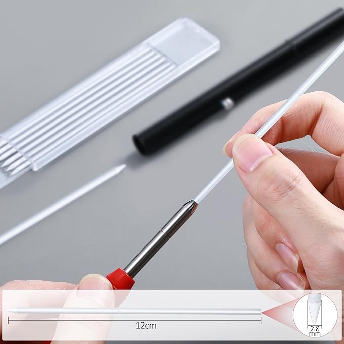 Hiboom 24 Pieces 2.8mm HB Refill for Carpenter Pencil, Study Long Lasting Pencil for Mechanical Pencil Woodworking Construction (White)