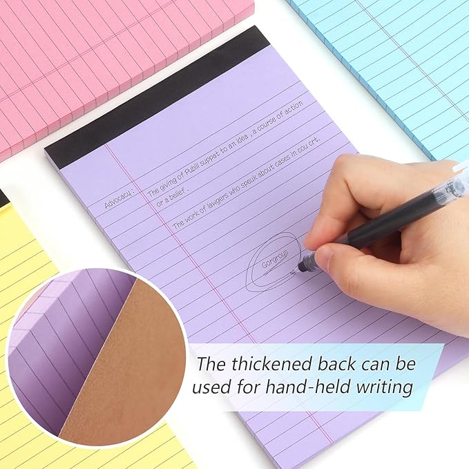 ZZTX Legal Pads Note Pads 5 x 8 Inch Lined Writing Pads, 50 Sheets Per Writing Pad, 4 Pack (Multicolor)