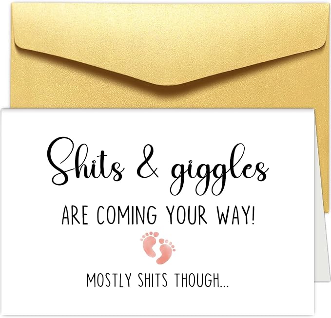 Funny Baby Shower Card for New Parents, New Baby Card for New Dad New Mom, Pregnancy Congratulations Card for Couple, Shits & Giggles Are Coming Your Way