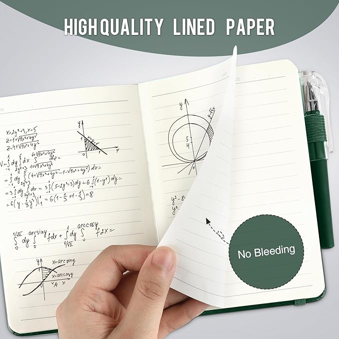 Small Notebook College Ruled, 3 Pack (Green) 3.7x5.7 in Pocket Notebook Journaling Notebooks Mini Hardcover Lined Note Pads with Pens for Work Business Travel and Office Supplies