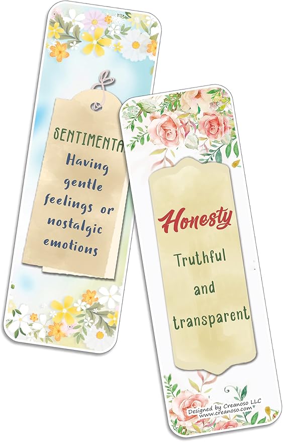 Creanoso Emotional Inner Strength Bookmarks (10-Sets x 6 Cards) – Daily Inspirational Card Set – Interesting Book Page Clippers – Great Rewards for Adults and Professionals