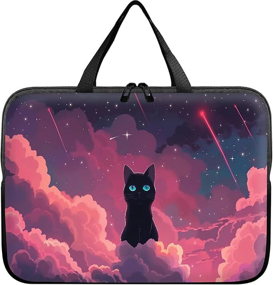 Laptop Sleeve Case Bag 15 inch, Pink Sky Cat Slim Carrying Case Durable Handbag Travel Laptop Bag for 15 inch MacBook Air M3/M2/15 Pro/Surface Laptop 7/6/5/4/3/ Dell XPS 15 Plus