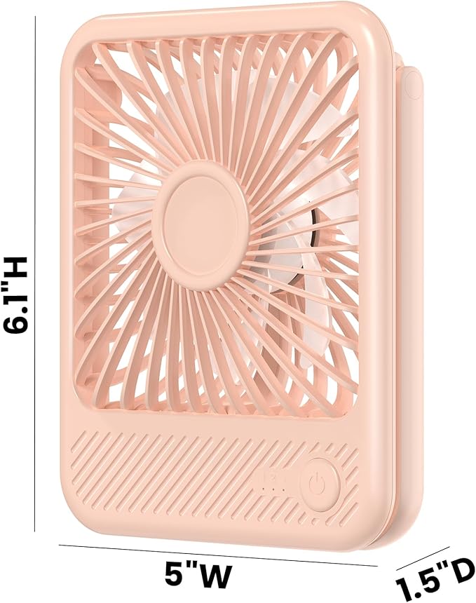 Koonie USB Desk Fan, Strong Wind Ultra Quiet Small Personal Fan with 180° Tilt Folding and 3 Speeds Adjustable, USB-C Corded Powered Mini USB Fan for Office Desktop Bedroom Pink