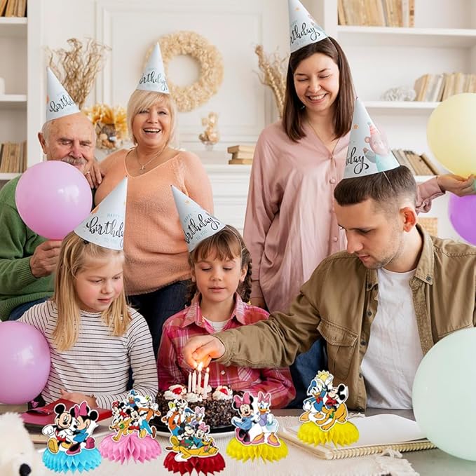 DoMiDoLa 5Pcs Mickey Party supplies set Honeycomb Centerpieces Double Sided Table Topper for Birthday Party Decorations(Honeycomb)