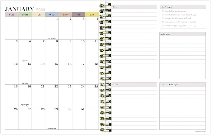 TF PUBLISHING 2025 Italian Sky Medium Weekly Monthly Planner - Habit & Task Trackers - Planner Monthly and Weekly with Organizer Stickers - 12 Month Calendar Planner - 6.5" x 8"
