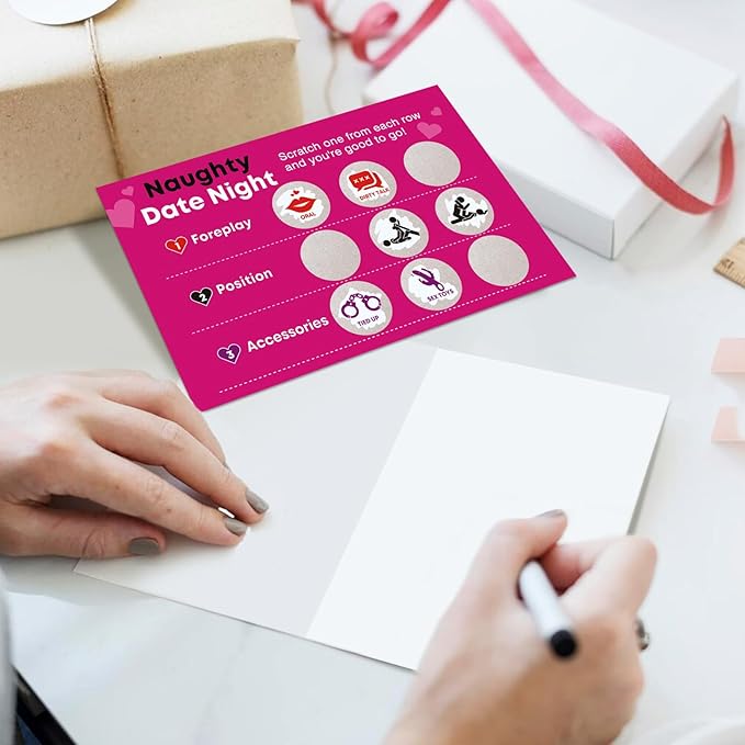 Ogeby Funny Valentines Day Scratch Card for Boyfriend Husband, Naughty Valentines Day Card Gifts for Him Men Couple, Sexy Date Night Scratch Off Card Gifts