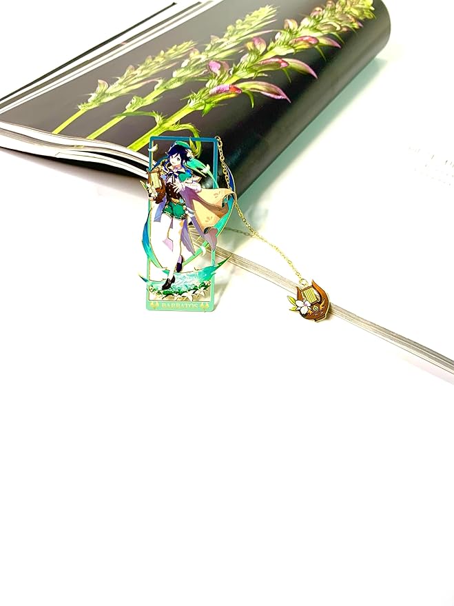 Genshin Impact Barbatos Brass Bookmarks with 3D Display Box for Women Men Sisters Friends - Ideal Birthday Gifts for Book Lovers - Zllada