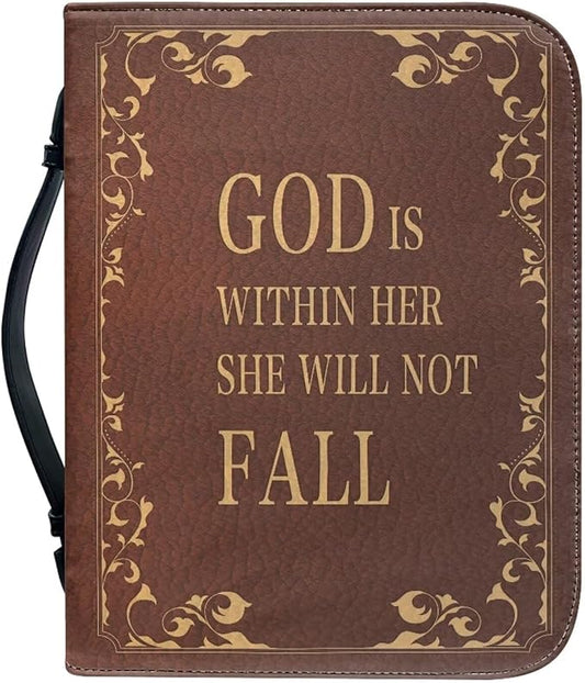 Lotusorchid Bible Case with Verse for Women Girls, Zippered PU Bible Book Cover with Handle Pocket Sunflower Pattern, Portable Durable Bible Cover Case Bible Cover Carrier Carrying Organizer Bag,XL