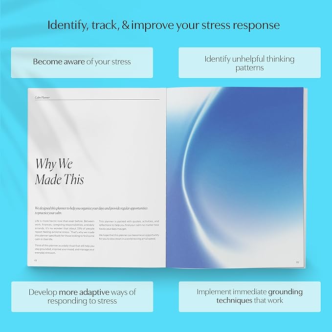 Switch Research Calm Planner - Psychologist-Developed Undated Goals Planner - 31-Day Self Care Planner With Prompts & Proven Techniques for Managing Stress